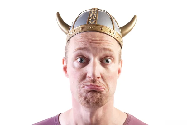 Viking man izole kask - Stok İmaj