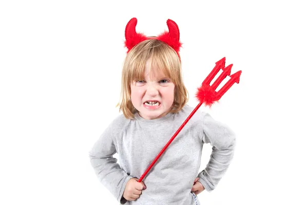 Gyermekek-Csintalan halloween ördög Jogdíjmentes Stock Képek