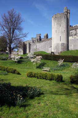 Arundel norfolk Dükü koltuk İngilizce ortaçağ kalesi. Orta Çağ'dan eski taş sur