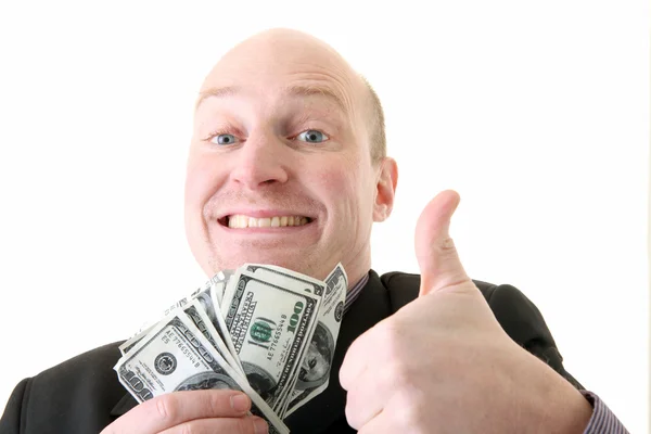 Successful businessman winner dollars — Stock Photo, Image