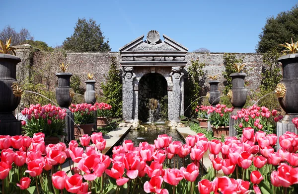 Zámecké Zahrady Arundel Castle Tulipány Květinové Záhony Formální Okrasné Parku — Stock fotografie