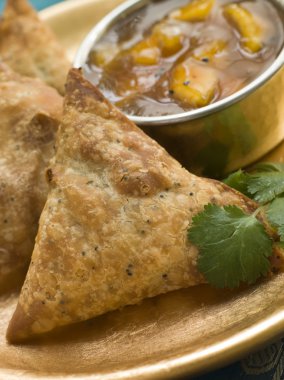 Vegetable Samosa with Mango Chutney clipart