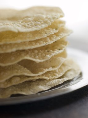 Close up of Stack of cooked Papadoms clipart