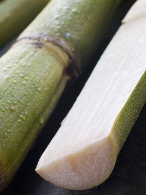 Close up of Fresh Sugar Cane Split in Half clipart