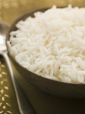 Bowl of Plain Boiled Basmati Rice clipart