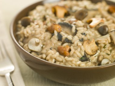 Bowl of Wild Mushroom Risotto clipart