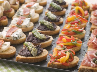 Platter of Selection of Crostini clipart