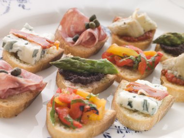 Plated Selection of Crostini clipart