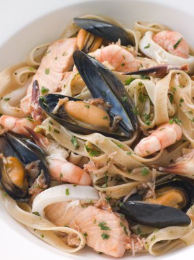 Bowl of Seafood Tagliatelle clipart