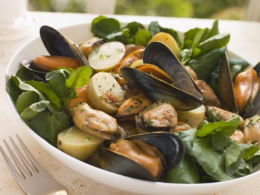 Mussel Watercress and Potato Salad clipart