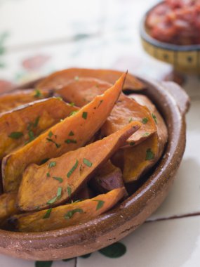 Sweet Potato Wedges with Tomato Salsa clipart