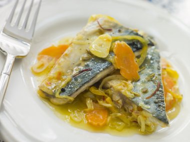 Plate of Sardine Escabeche clipart