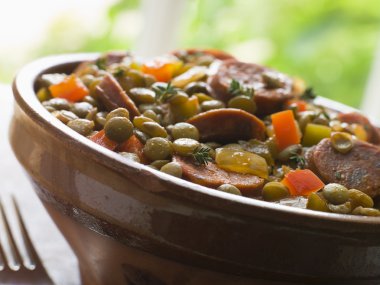 Green Lentil and Chorizo Sausage Stew clipart