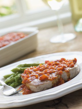 Marmitako Tuna Steak with Asparagus clipart