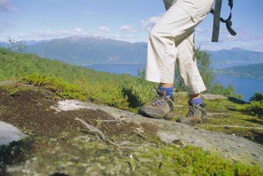 Close-up of woman hiking in the great outdoors, clipart