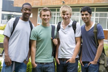 Male college friends on campus clipart