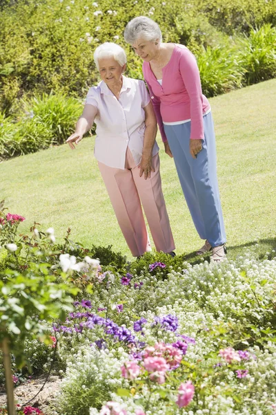 Mujeres mayores en el jardín — Foto de Stock