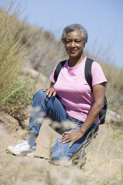 Senior woman on walk — Stock Photo, Image