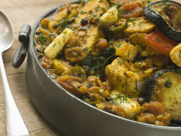 Tenn maträtt av vegetabiliska dhansak — Stockfoto