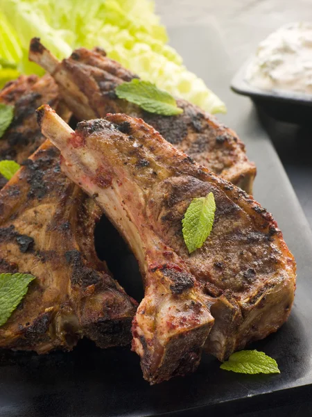 Spiced Lamb Chops with Raita - Chaamp Lajawab — Stock Photo, Image