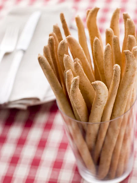 Close Grissini Bread Sticks Cutlery — Stock Photo, Image
