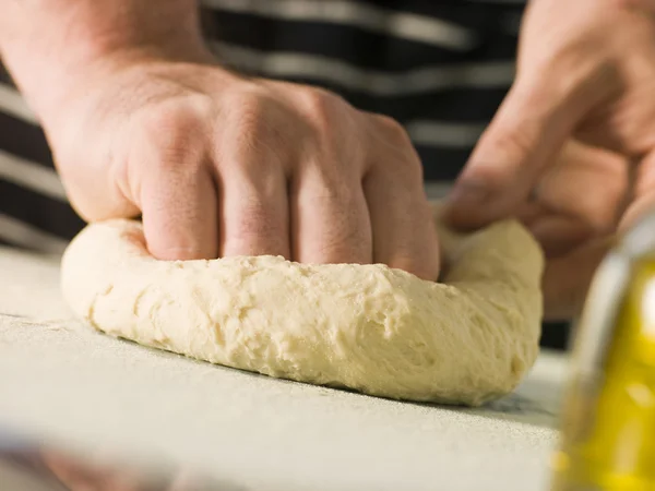 Kneading Pizza Dough — Stock Photo, Image