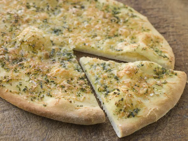Close Garlic Pizza Bread — Stock Photo, Image