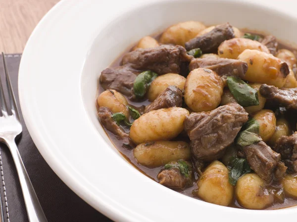 Oxtail Braised Red Wine Basil Gnocchi — Stock Photo, Image