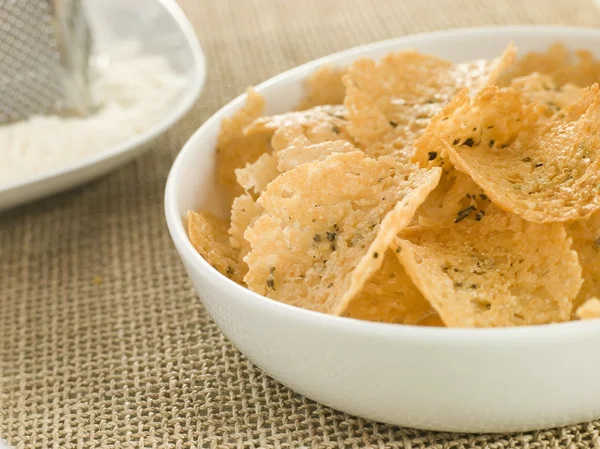 Dish of Parmesan Crisps — Stock Photo, Image