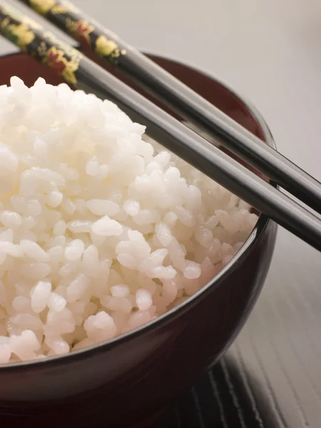 Skål Med Koshihikari Ris Med Ätpinnar — Stockfoto