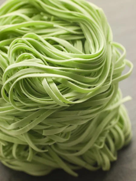 Close Stack Spinach Noodles — Stock Photo, Image