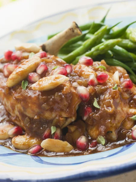 Breast of Chicken with Pomegranate and Almonds — Stock Photo, Image