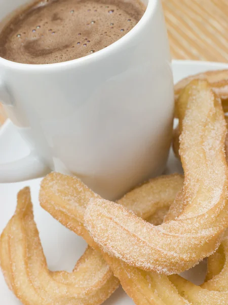 Churros Hot Chocolate — Stock Photo, Image