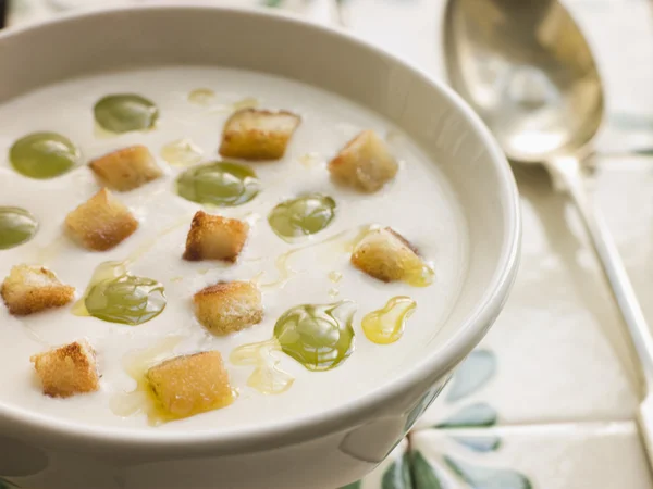 Ajo Blanco White Garlic Soup — Stock Photo, Image