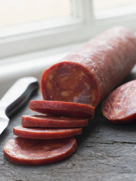 Sliced Chorizo Sausage — Stock Photo, Image