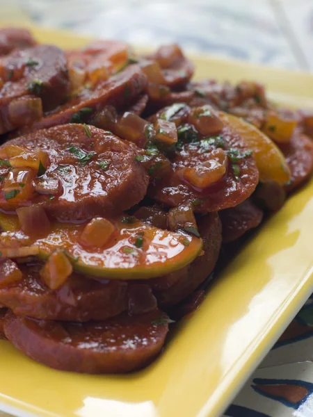 Chorizo Salsicha Maçãs Cidra — Fotografia de Stock
