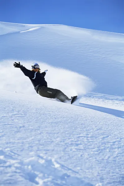 Mujer Joven Snowboard — Foto de Stock