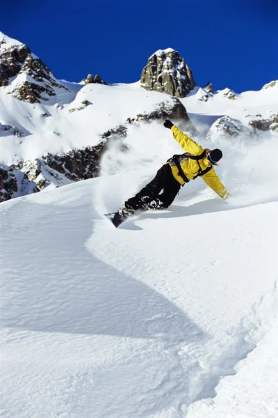 Homem Jovem Snowboard — Fotografia de Stock