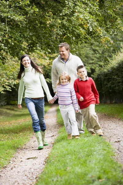 Family Walking Autumn Countryside — Stock Photo, Image