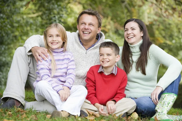 Family relaxing in woods — Stock Photo, Image