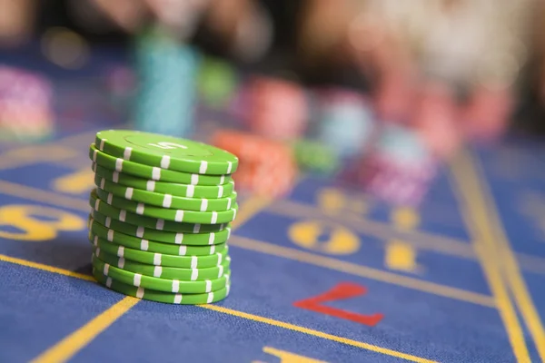 Stack of chips on roulette table — Stock Photo, Image
