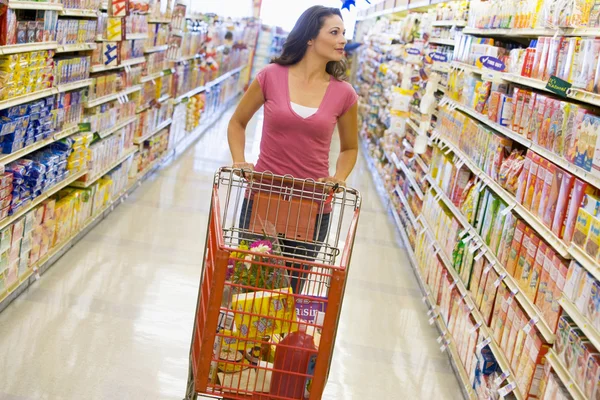 Mujer joven compras de comestibles — Foto de Stock