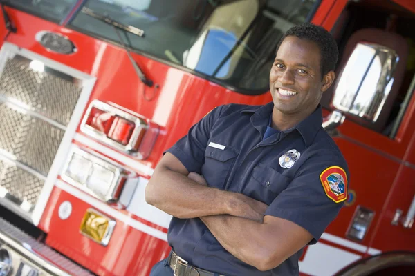 Портрет Пожарного Пожарной Машины — стоковое фото