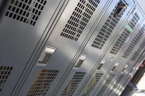 Closed lockers in a fire station — Stock Photo, Image