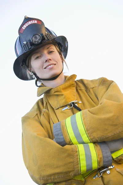 Egy női tűzoltó portré — Stock Fotó
