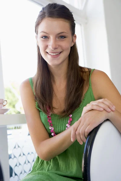 Young Woman Sitting Cafe — Stock Photo, Image