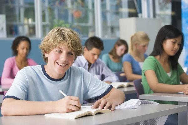 Schoolboy in high school class ⬇ Stock Photo, Image by © monkeybusiness ...