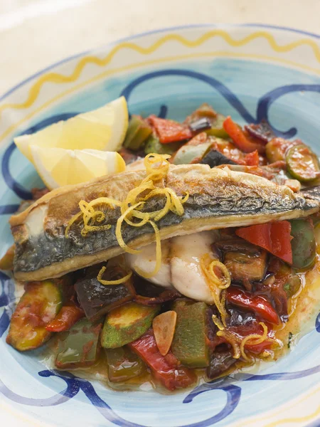 Fillets of Mackerel in Lemon Samfaina — Stock Image Fillets of Mackerel in Lemon Samfaina Royalty Free Stock Images