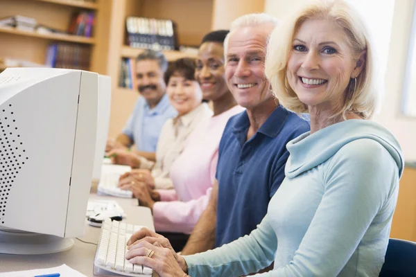 Mature Students Learning Computer Skills Royalty Free Stock Images