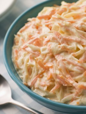 Bowl of Coleslaw with a Spoon clipart